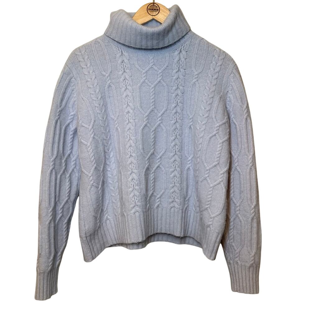 VTG Lambswool Angora Sweater Turtleneck Jillian Jones Hong Kong Blue Women Large